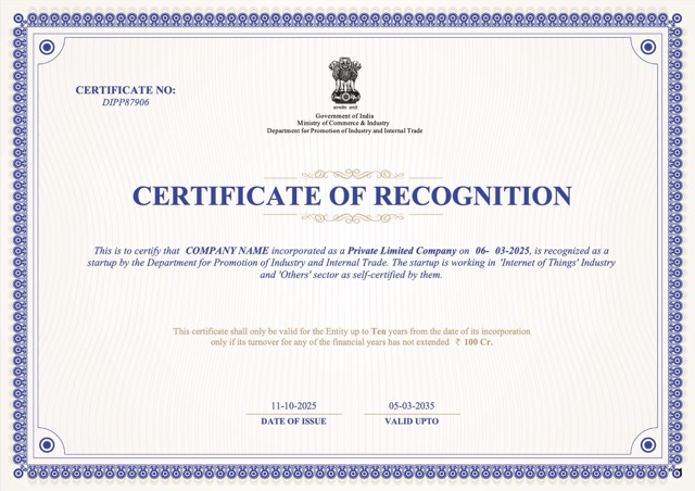 India certificate of recognition Word and PDF template